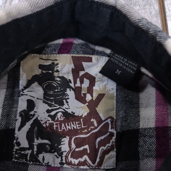 Fox Racing Shirt Womens Medium Pearl Snap Flannel Plaid Motocross Western - Picture 5 of 10